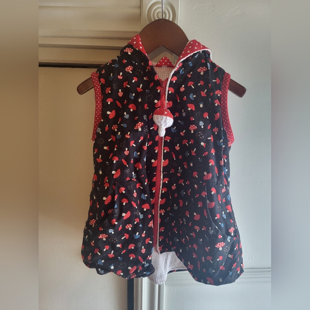 Vintage Handmade Mushroom Patterned Vest